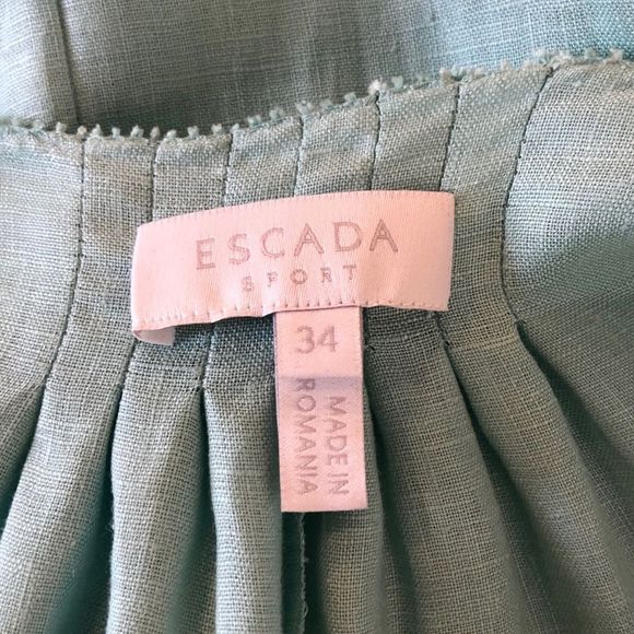 Escada Linen Aqua Pearl Accent Lightweight Tunic Top size 4 in Surf - Picture 9 of 16